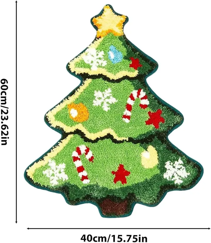 Aufmer Christmas Tree Shaped Bathroom Rug Bath – Enhanced non-slip backing for safety