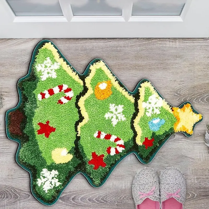 Aufmer Christmas Tree Shaped Bathroom Rug Bath – Exceptional water absorption performance