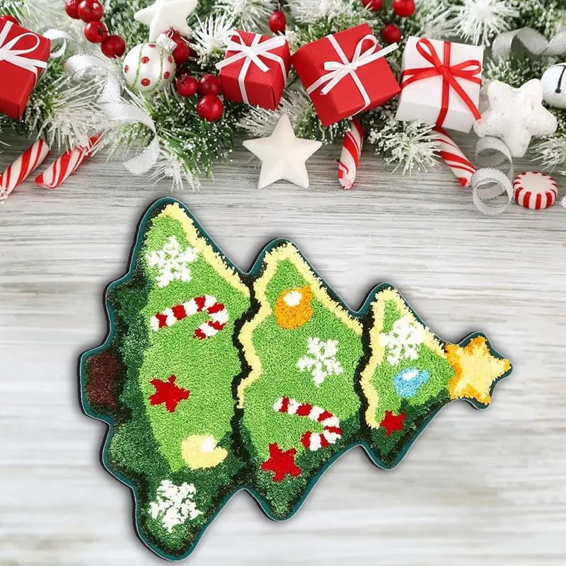 Aufmer Christmas Tree Shaped Bathroom Rug Bath – Quick drying hygienic surface material