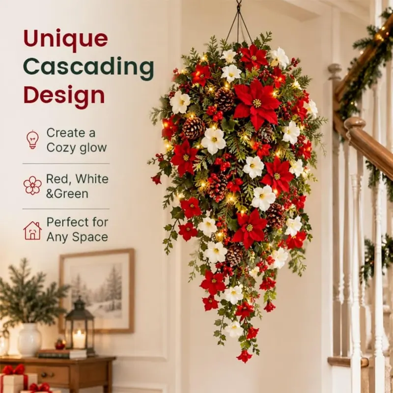 Aufmer Faux Flower & Pine Cones Cascading – product photo 2 of 9