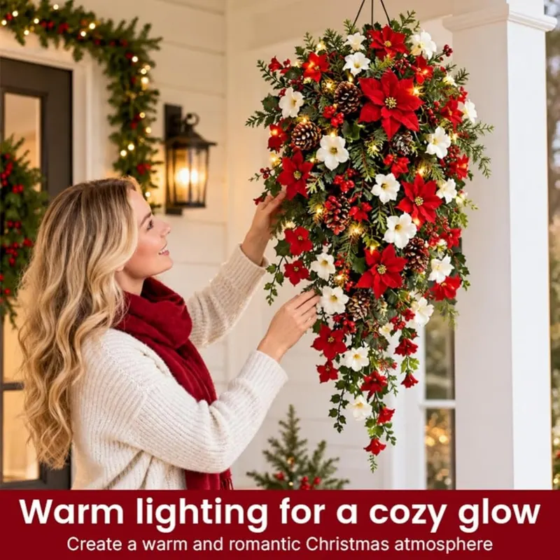 Aufmer Faux Flower & Pine Cones Cascading – product photo 6 of 9