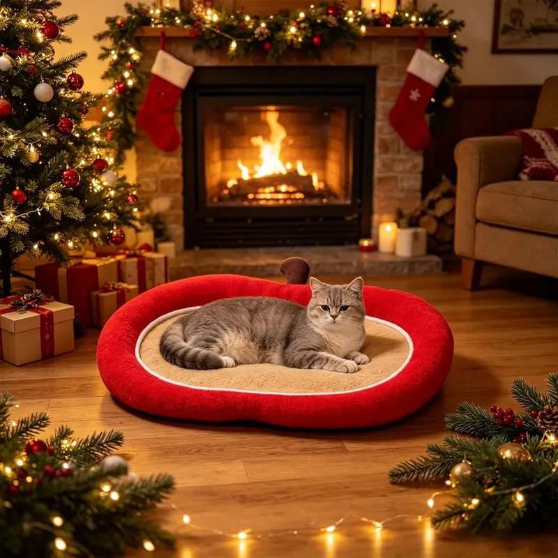 Aufmer Fruit Shaped Christmas Pet Bed Warm – Thick internal padding