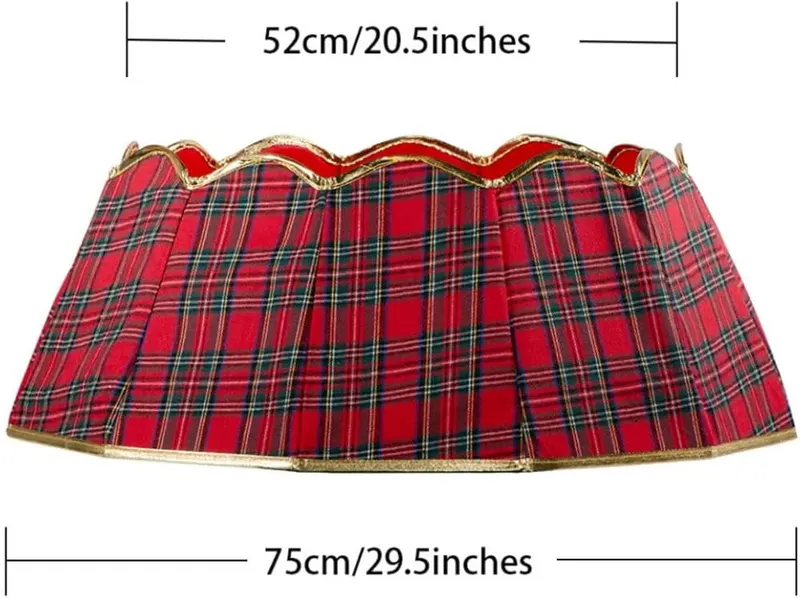 Aufmer Red Plaid Gold Edge Christmas Tree – Red plaid tree collar