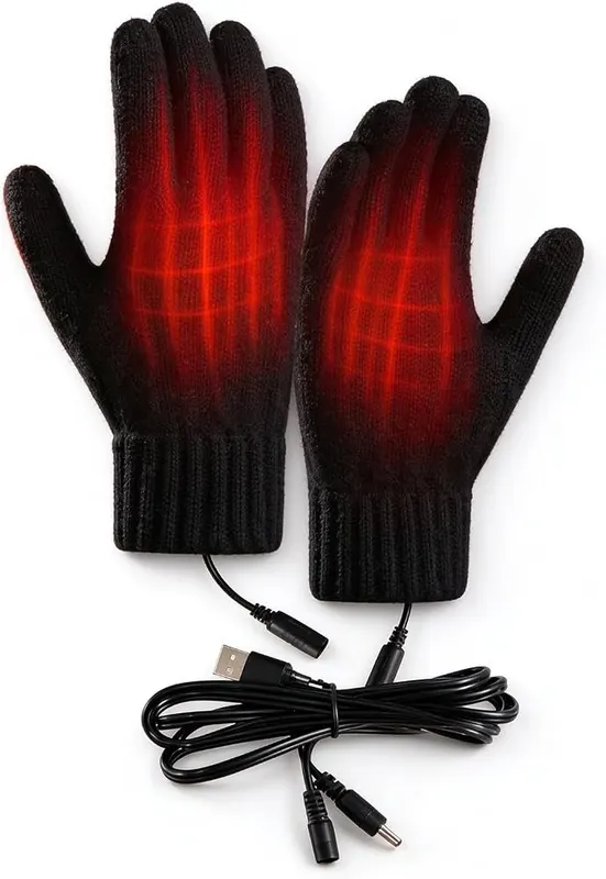 Aufmer USB Electric Heated Gloves Soft Knitting in Black