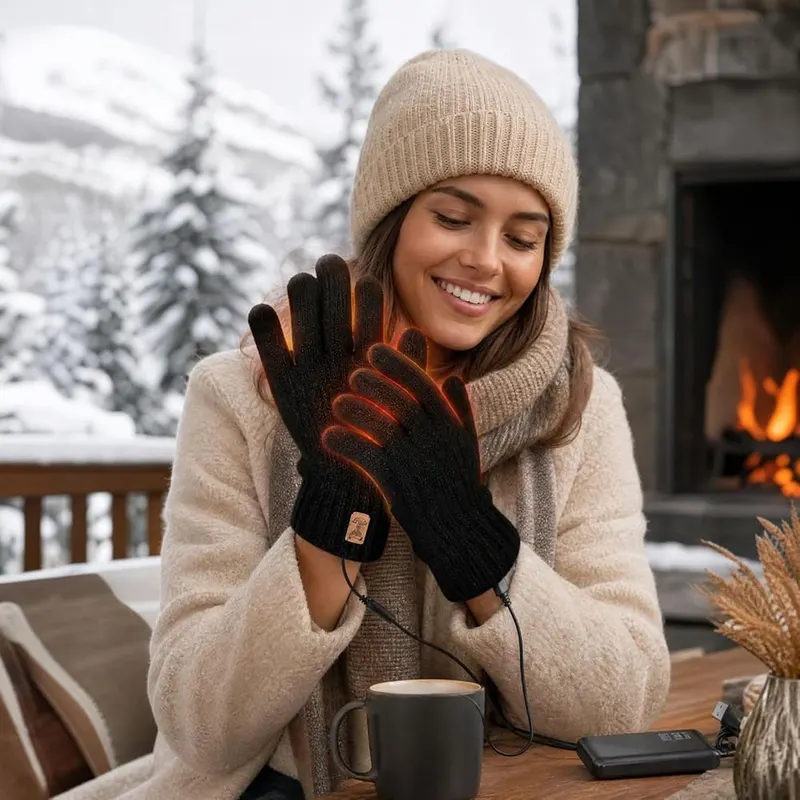 Aufmer USB Electric Heated Gloves Soft Knitting – 2. Three-finger touch design