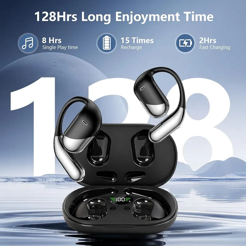 Aurotlu Open Ear Clip Wireless Earbuds Bone – Open Over Ear Design