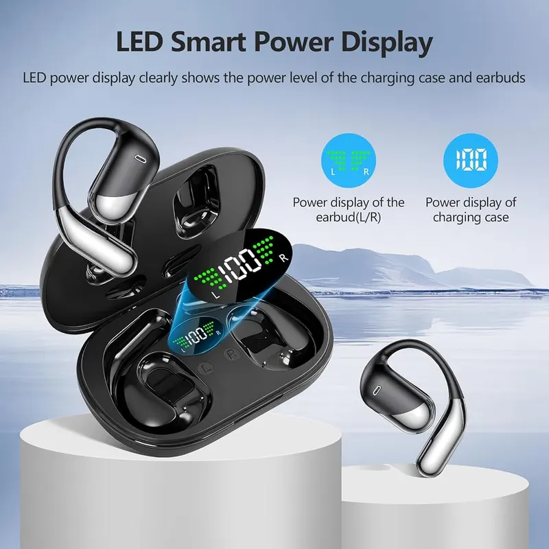 Aurotlu Open Ear Clip Wireless Earbuds Bone – Bluetooth 5.4 Enhanced Connectivity