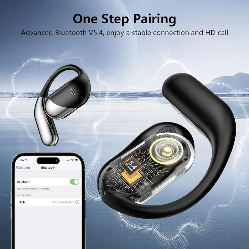 Aurotlu Open Ear Clip Wireless Earbuds Bone – Waterproof IPX7 & Ergonomic Design