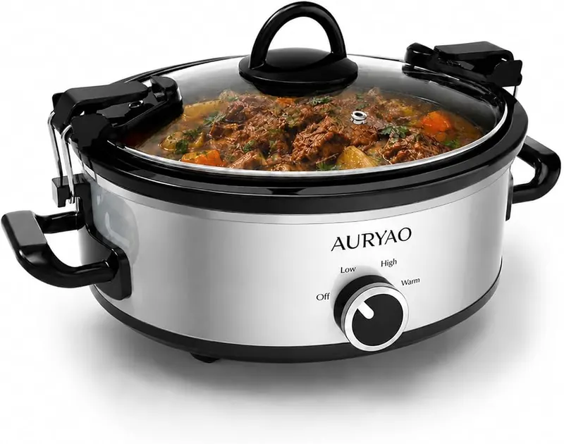 AURYAO 2.5 Quart Small Slow Cooker in Sliver