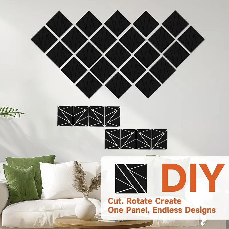 AUTORIFIC 24 Pack Acoustic Panels 3D – Self-Adhesive for Easy DIY Installation