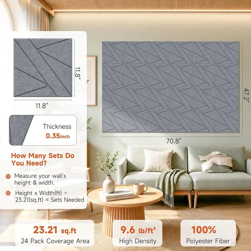 AUTORIFIC Acoustic Panels Gray – High-Density Sound Absorption