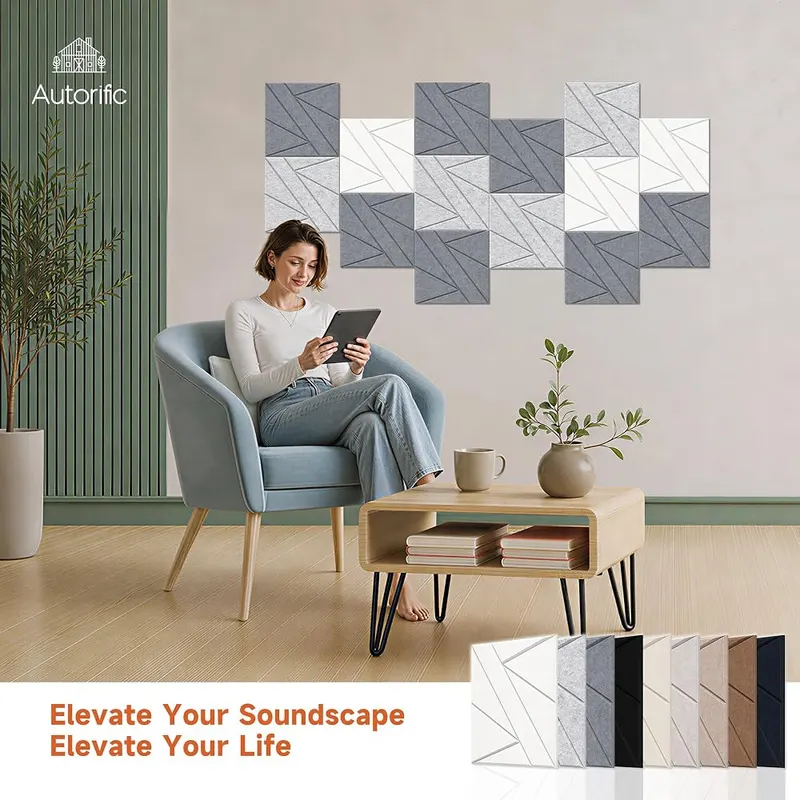 AUTORIFIC Acoustic Panels Gray – 3D Geometric-Textured Design