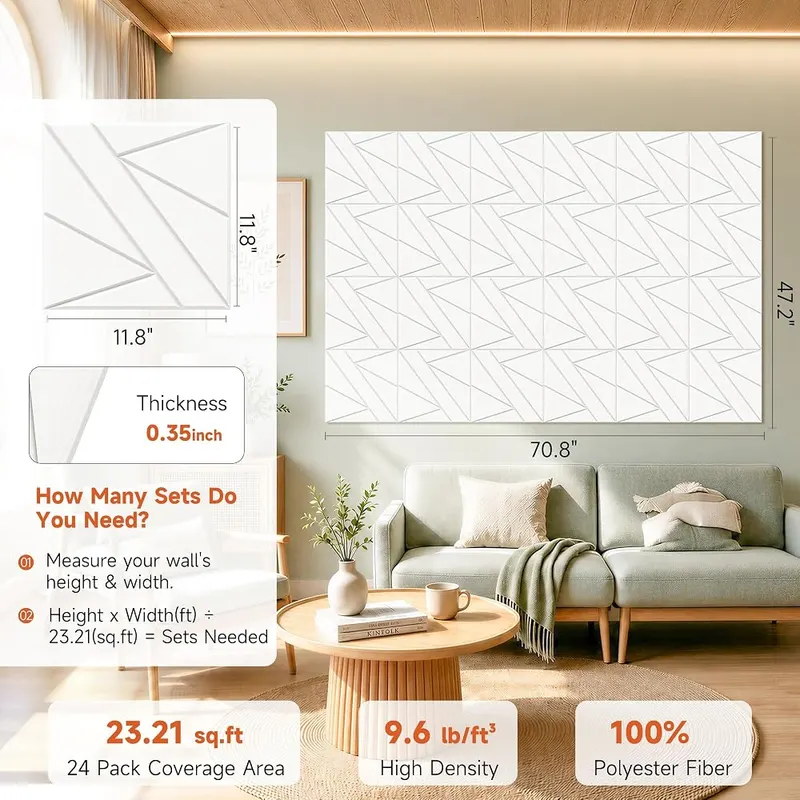 AUTORIFIC Acoustic Panels White – White geometric wall panels