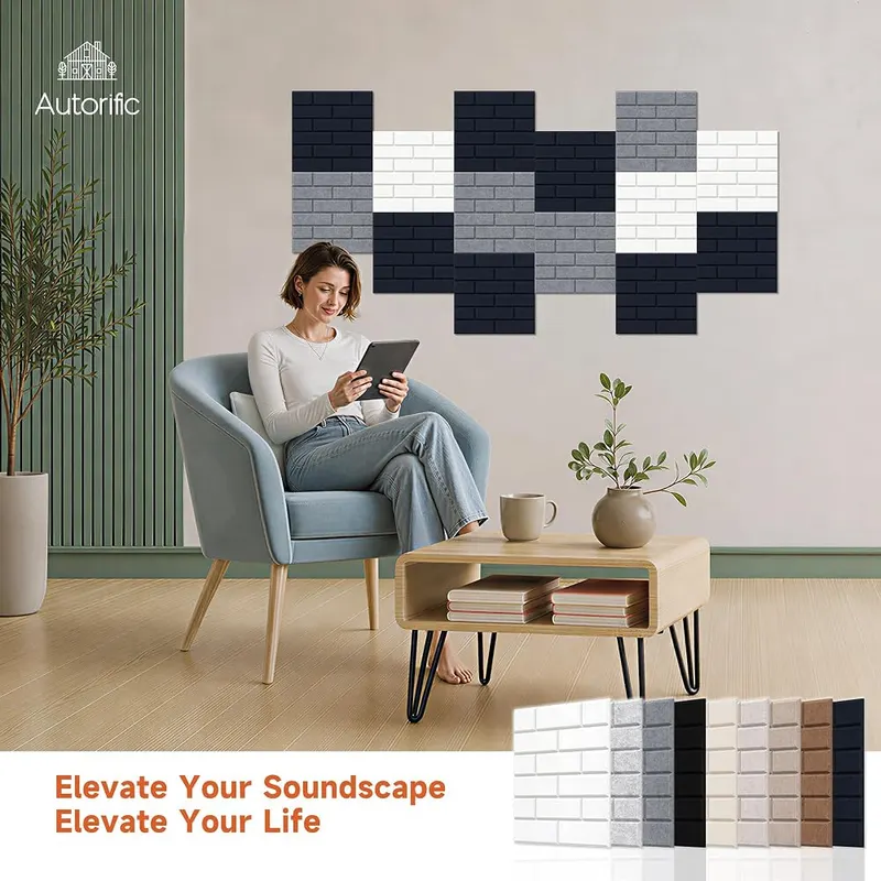 AUTORIFIC Self Adhesive Acoustic Panels Navy Blue – Sculpted three dimensional brick pattern