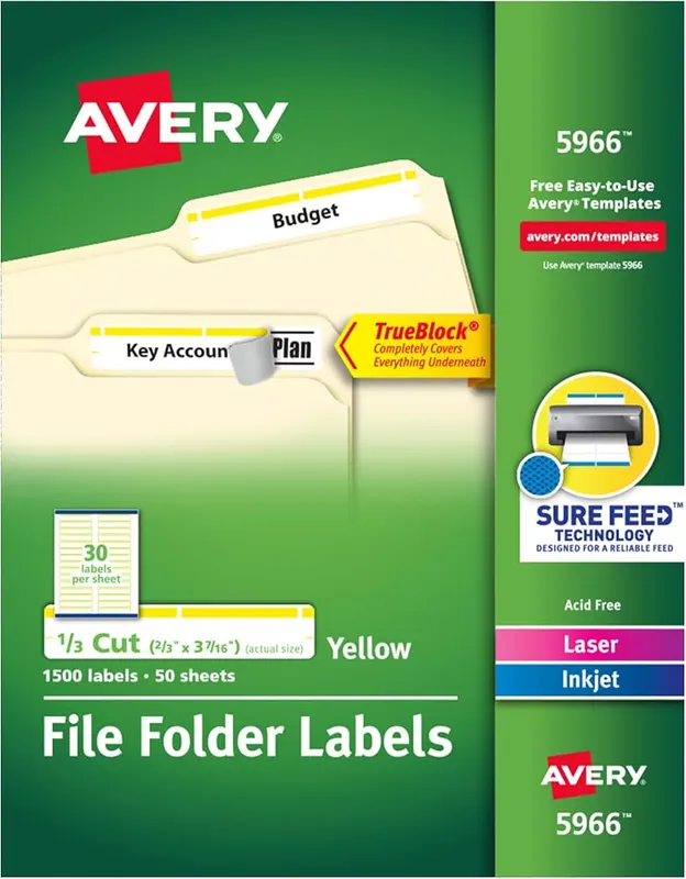 Avery® TrueBlock® File Folder Labels