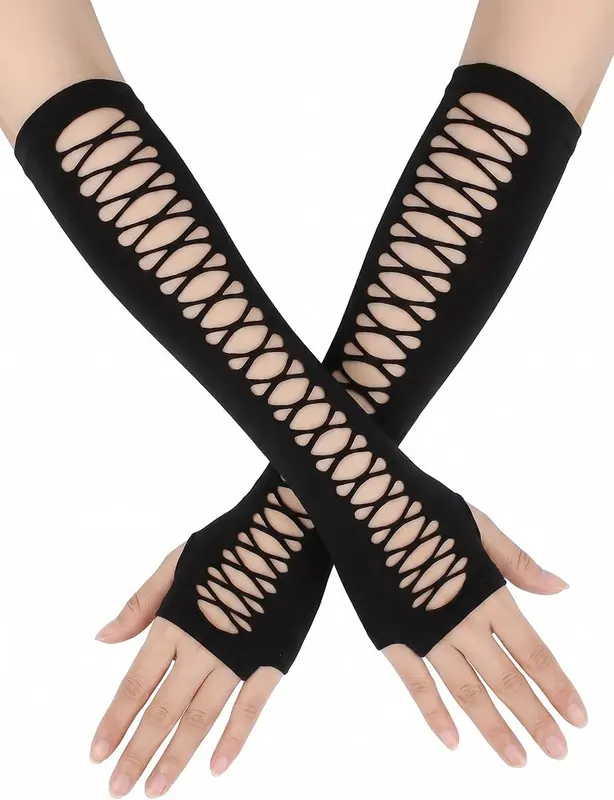 Avidlove Long Black Fishnet Gloves