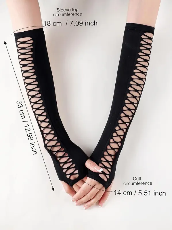 Avidlove Long Black Fishnet Gloves – Versatile for alternative fashion styles