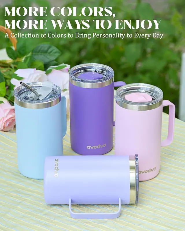 avodvo 24oz Insulated Coffee Mug Pink – product photo 7 of 8