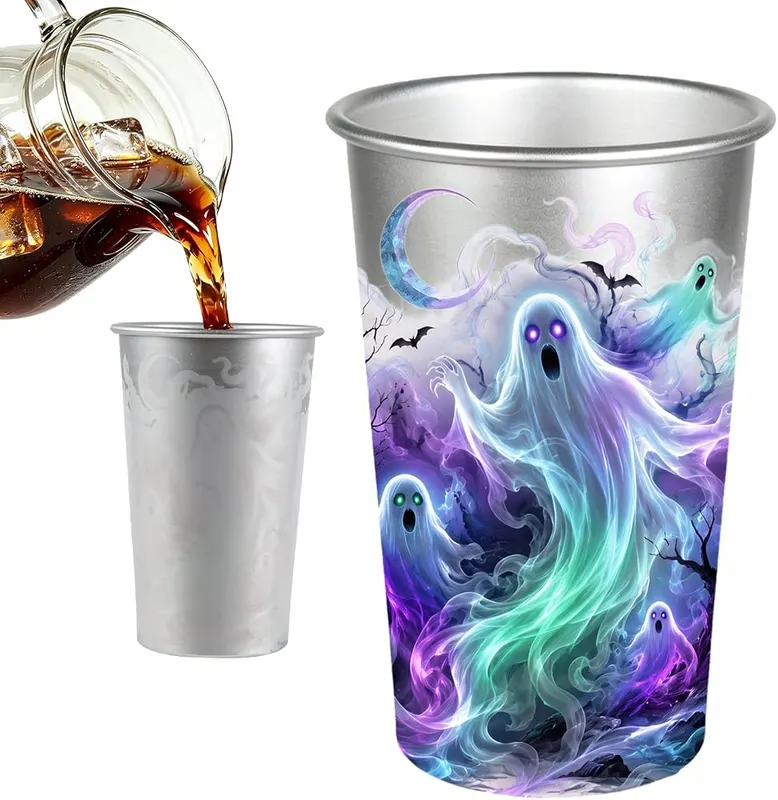 AWnonisx 16oz Ghost Color Changing Cup Cold in White, Green, Purple