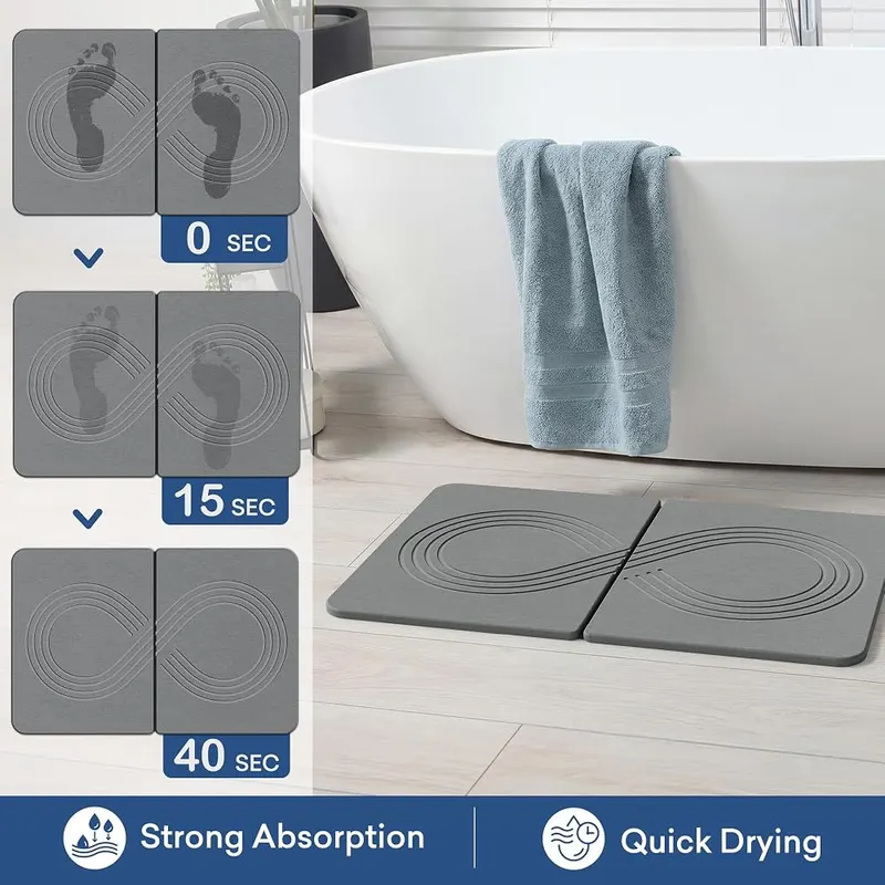 AWW Foldable Stone Bath Mat – Foldable two-fold stone bath mat