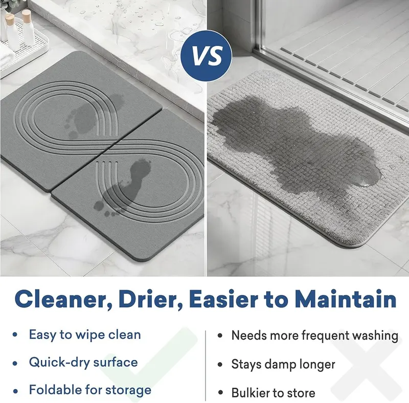 AWW Foldable Stone Bath Mat – Infinity groove pattern