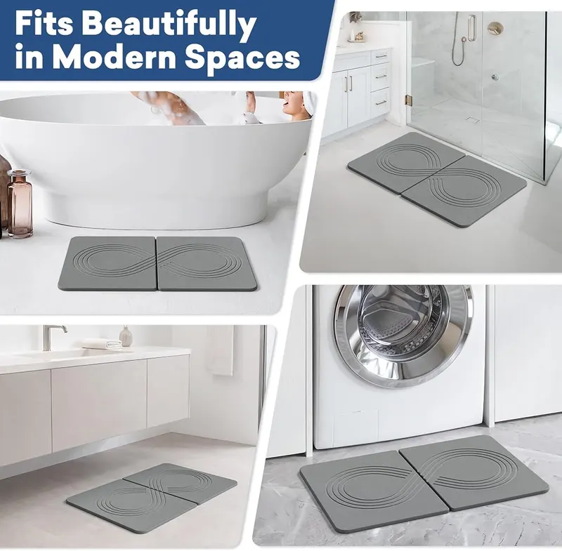 AWW Foldable Stone Bath Mat – No-slip mat included