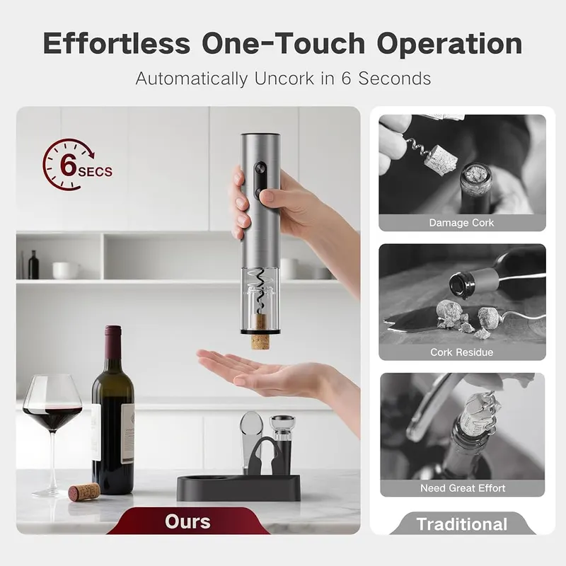 BABONIR Electric Wine Opener Rechargeable – Six pieces in one gift set