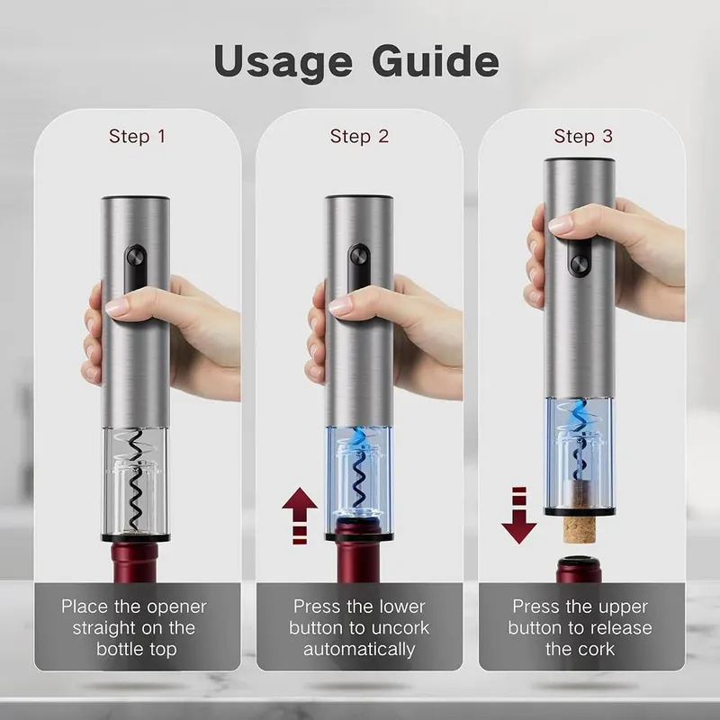 BABONIR Electric Wine Opener Rechargeable – Vacuum stopper and aerator pourer