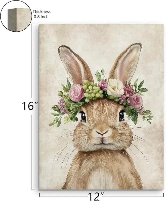 Baby Plum Rustic Rabbit Wall Art Canvas – Adorable Rabbit Portrait