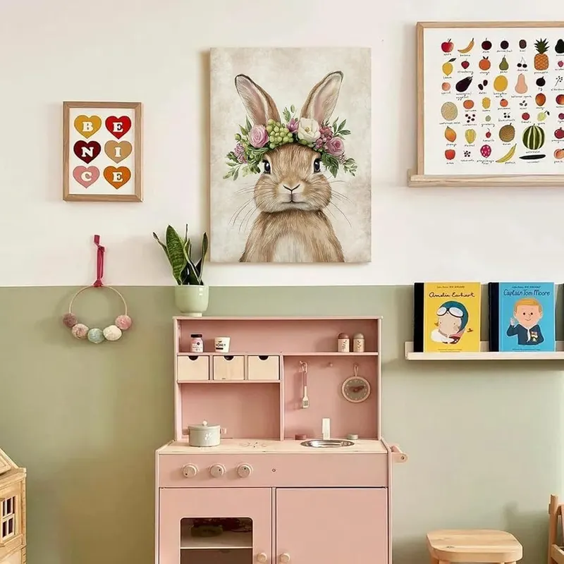 Baby Plum Rustic Rabbit Wall Art Canvas – product photo 7 of 8