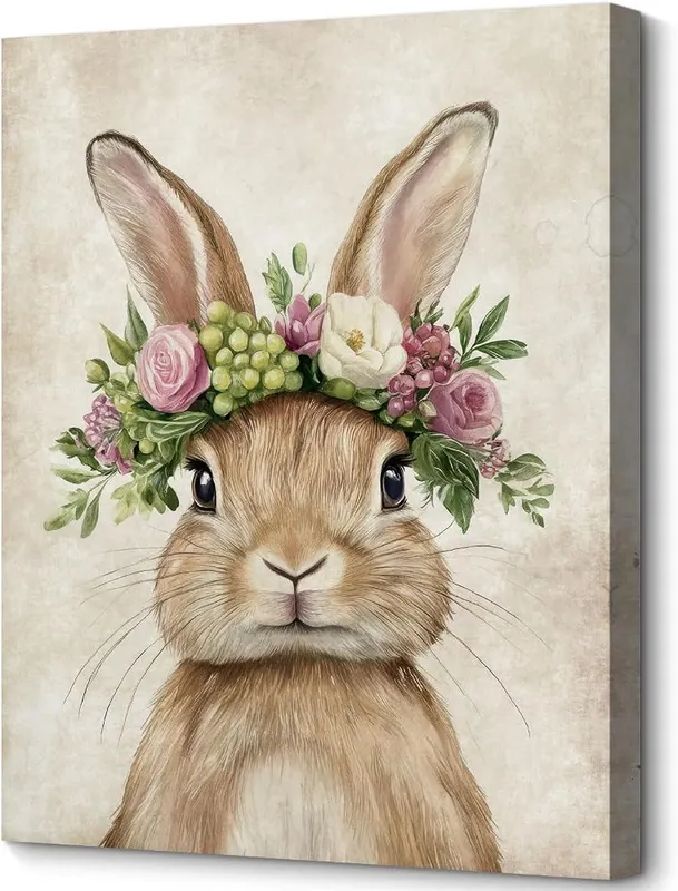 Baby Plum Rustic Rabbit Wall Art Canvas – product photo 8 of 8