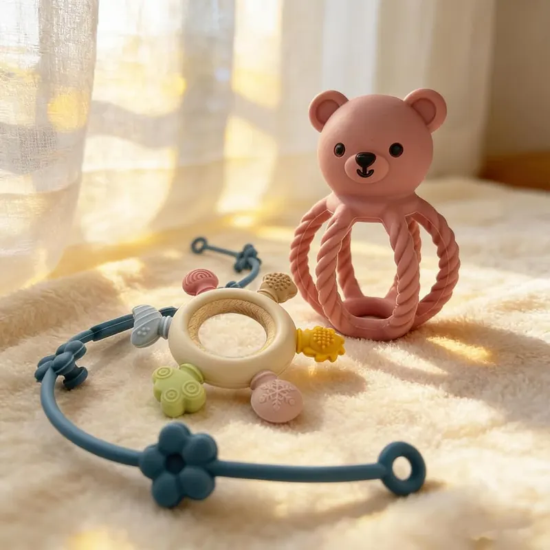 Baby Teething Rattle Toy – Soft silicone material construction
