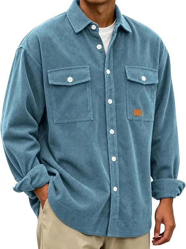 Bakgeerle Mens Corduroy Button Down Shirts Big A#001-royal Blue Medium – Corduroy Button Front：Men’s button down corduroy shirt