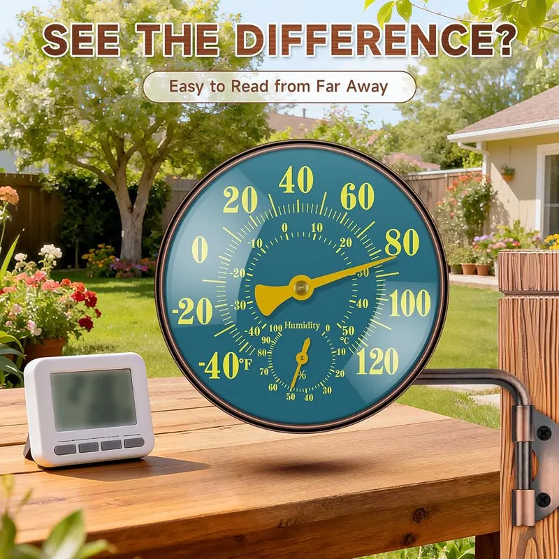 BALLMENT 4 Inch Outdoor Thermometer and Humidity – Oversized & Easy-Read Dial