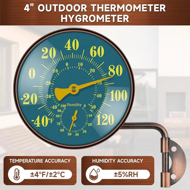BALLMENT 4 Inch Outdoor Thermometer and Humidity – Dual Temperature & Humidity Gauge