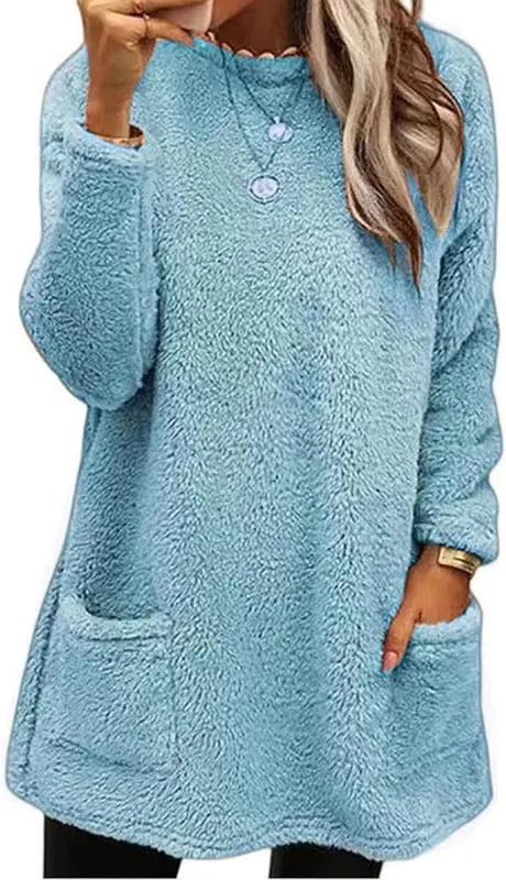 BAOQIN Long Sweaters – Plush fuzzy fleece material