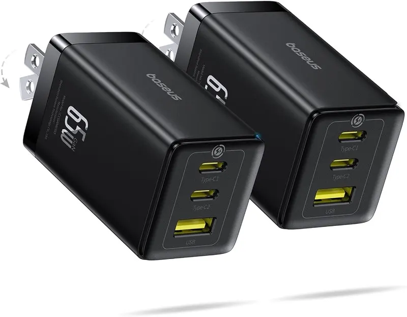 Baseus 2 Pack 65W USB C Charger in Black