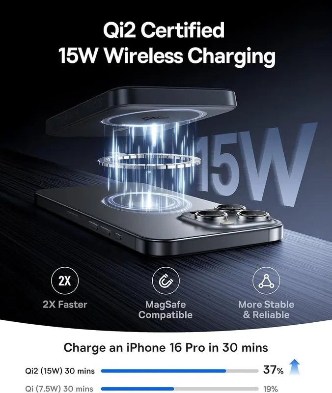 Baseus for MagSafe Portable Charger – Qi2 certified 15W wireless charging