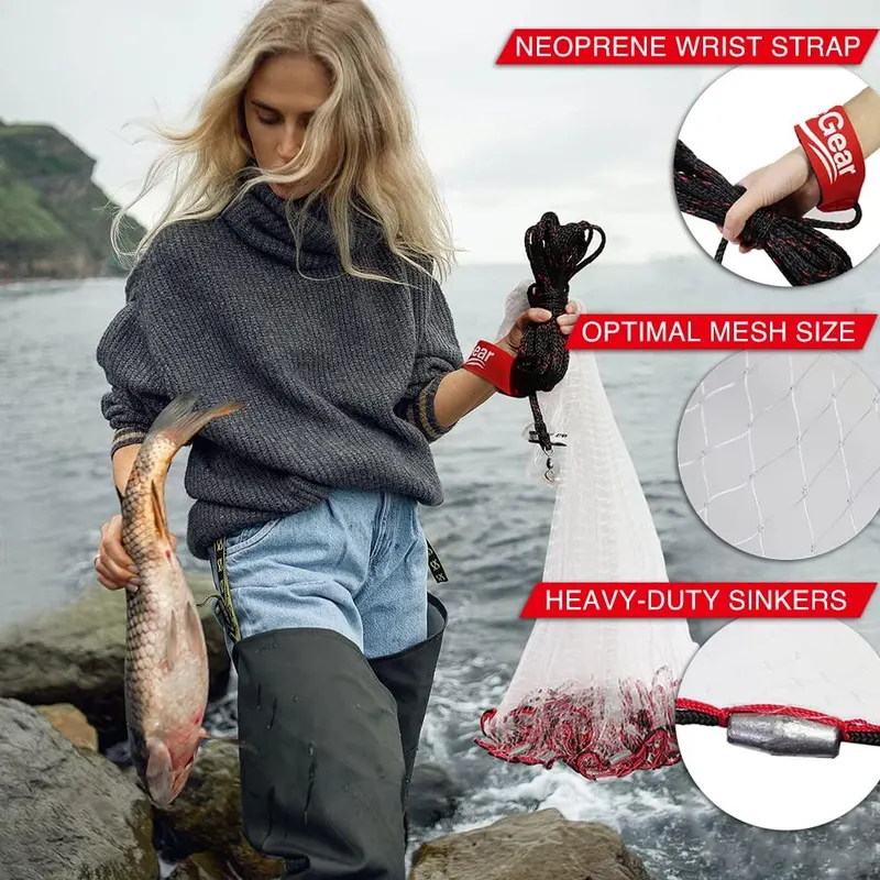 BasicGear® Cast Net – HEAVY DUTY AND COMFORT DESIGN】Maximum durability with double