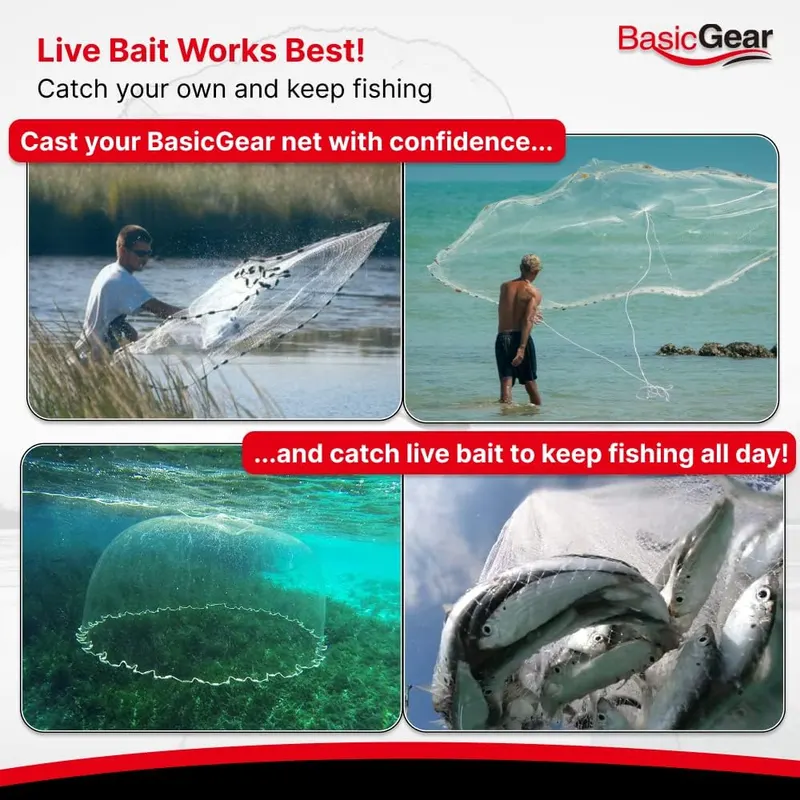 BasicGear® Cast Net – One half inch mesh size