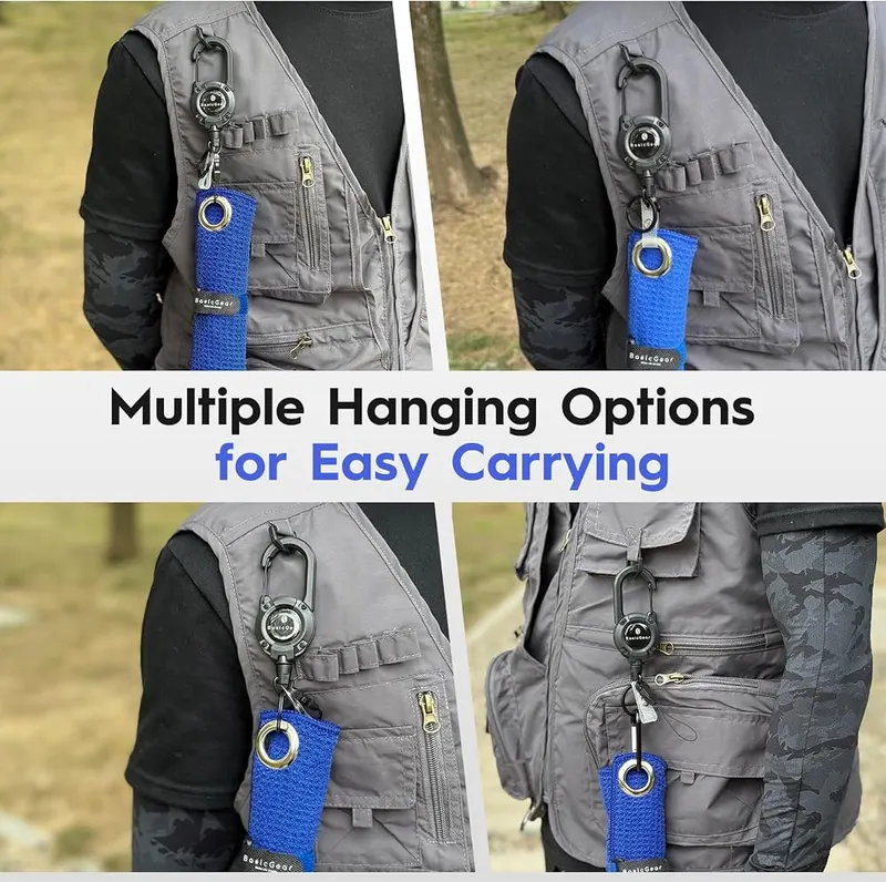 BasicGear® Fishing Towel – Includes retractable steel cable