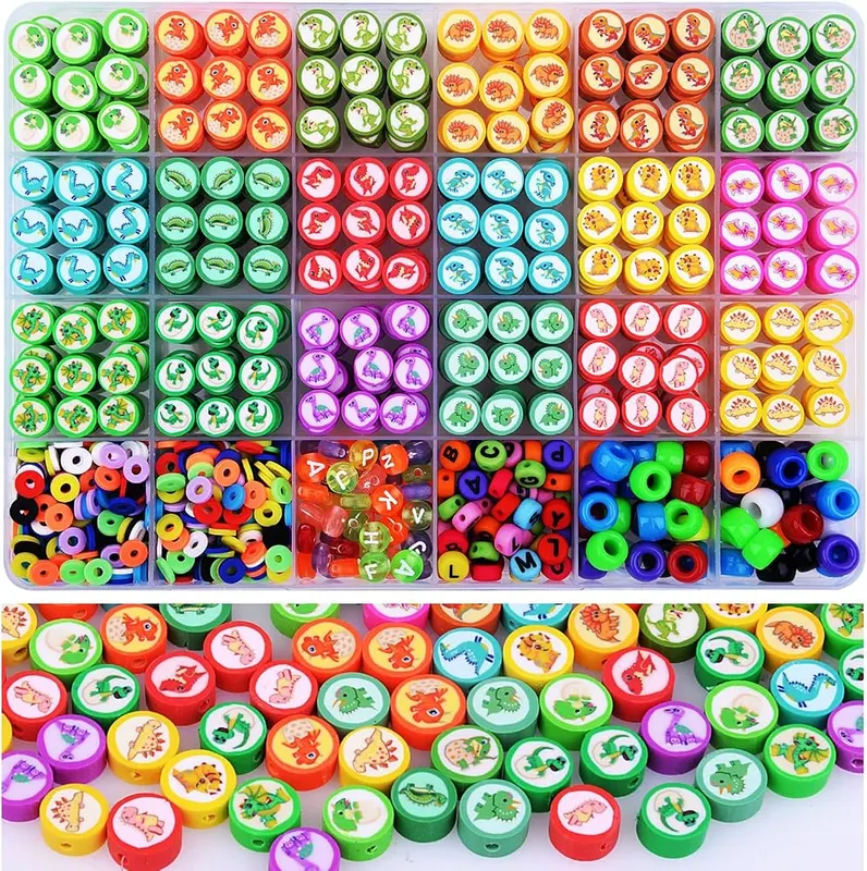 BBita 1000PCS Dinosaur Polymer Clay Beads Bracelet in E1#Style 4