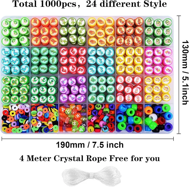 BBita 1000PCS Dinosaur Polymer Clay Beads Bracelet – Includes cute dinosaur shapes
