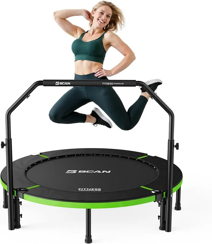 BCAN SP3 40/48″ Exercise Rebounder Trampoline in 48IN-U-Handle-Green