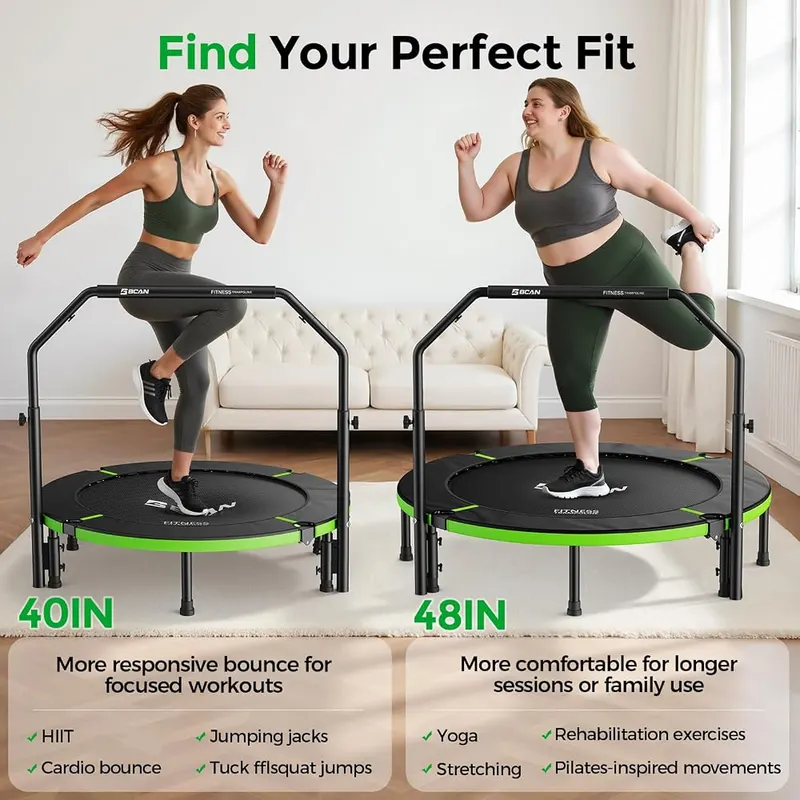 BCAN SP3 40/48″ Exercise Rebounder Trampoline – Tear-resistant mat, thickened alloy steel
