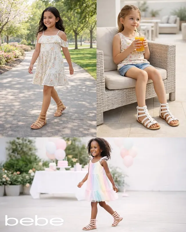 bebe Toddler Girls Sandals Leather Open Toe – Girls Gladiator Sandals Zip In & Out