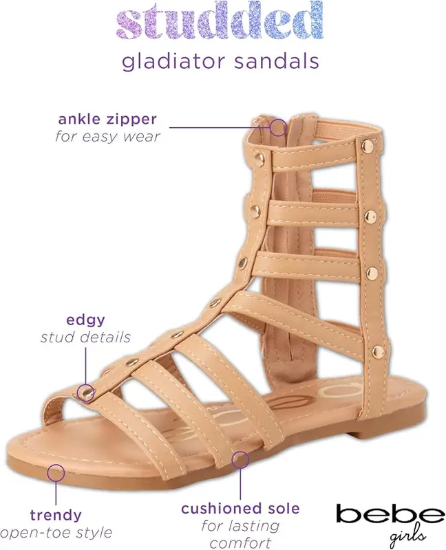 bebe Toddler Girls Sandals Leather Open Toe – Girls Strappy Sandals Built To Skip & Sparkle