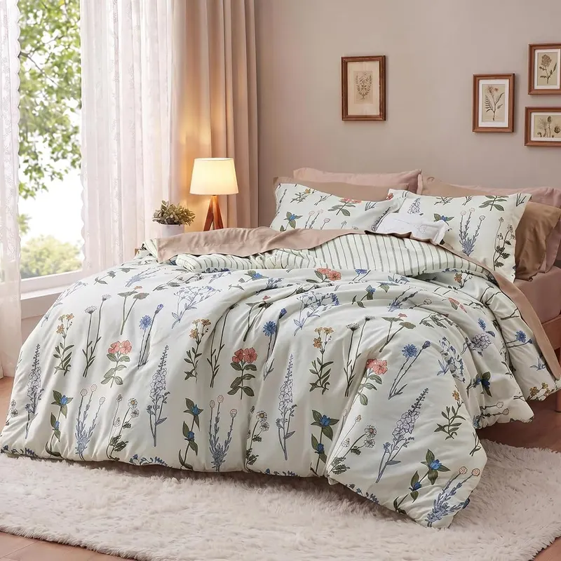 Bedsure Floral Twin Comforter Set – Botanical floral boho print
