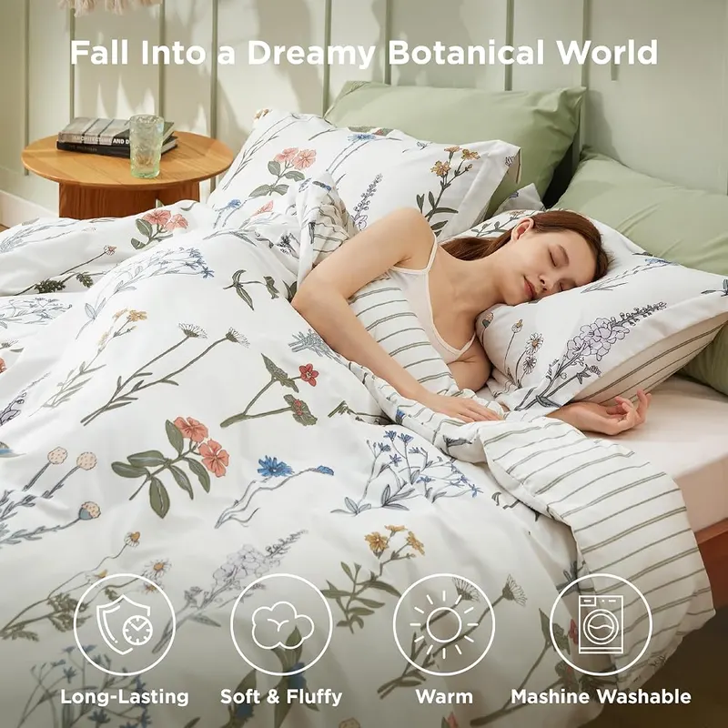 Bedsure Floral Twin Comforter Set – Brushed ultra-soft microfiber fabric