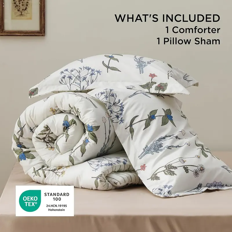 Bedsure Floral Twin Comforter Set – Fade-resistant dispersed printing